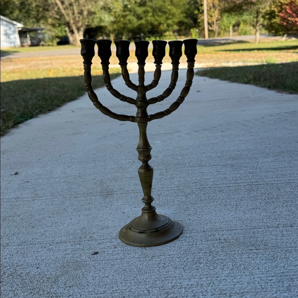 Elegant Gold Menorah Candle Holder